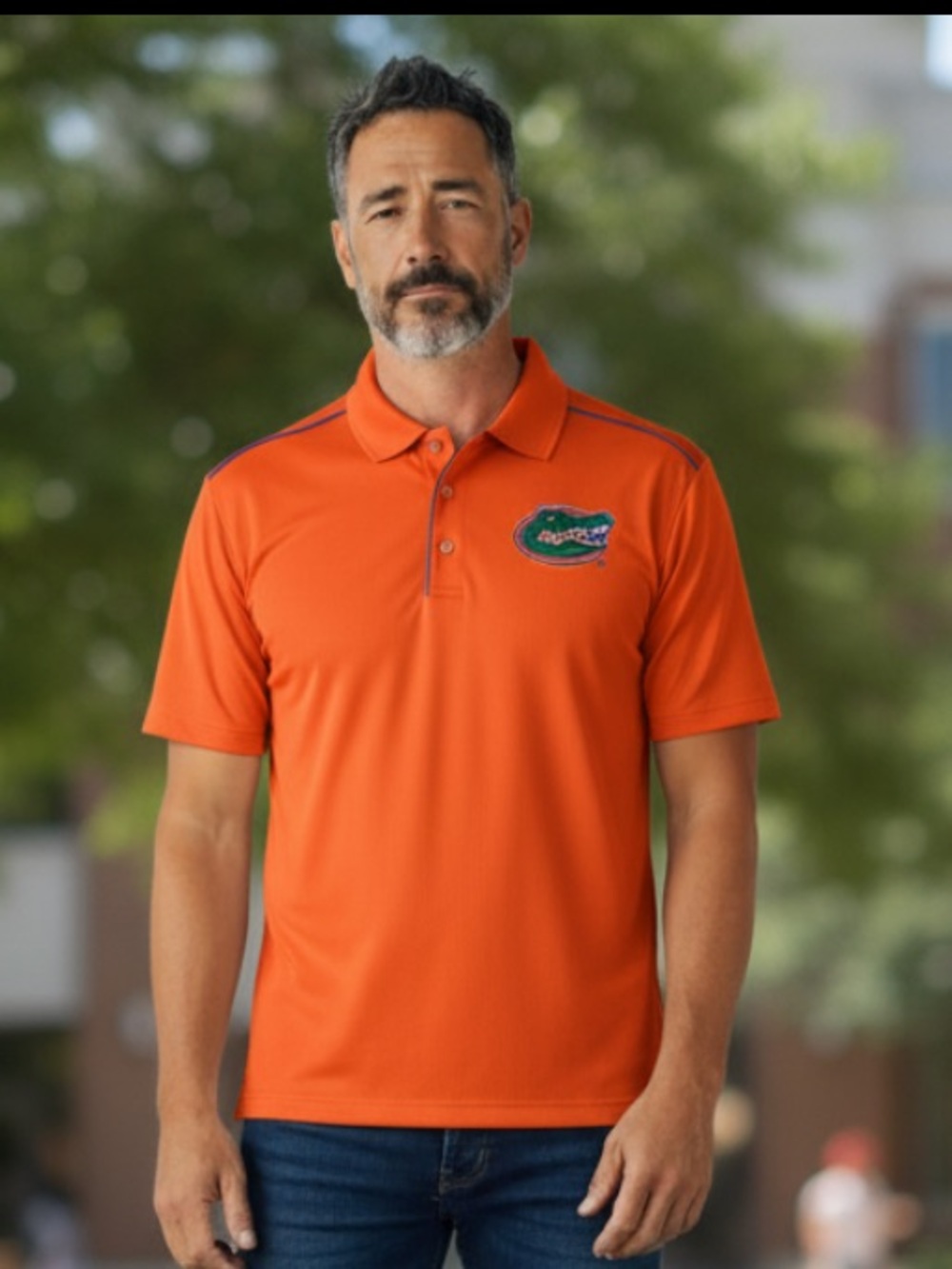 PGA Tour Florida Gators UF Orange Short-Sleeve Polo with Contrast Trim
